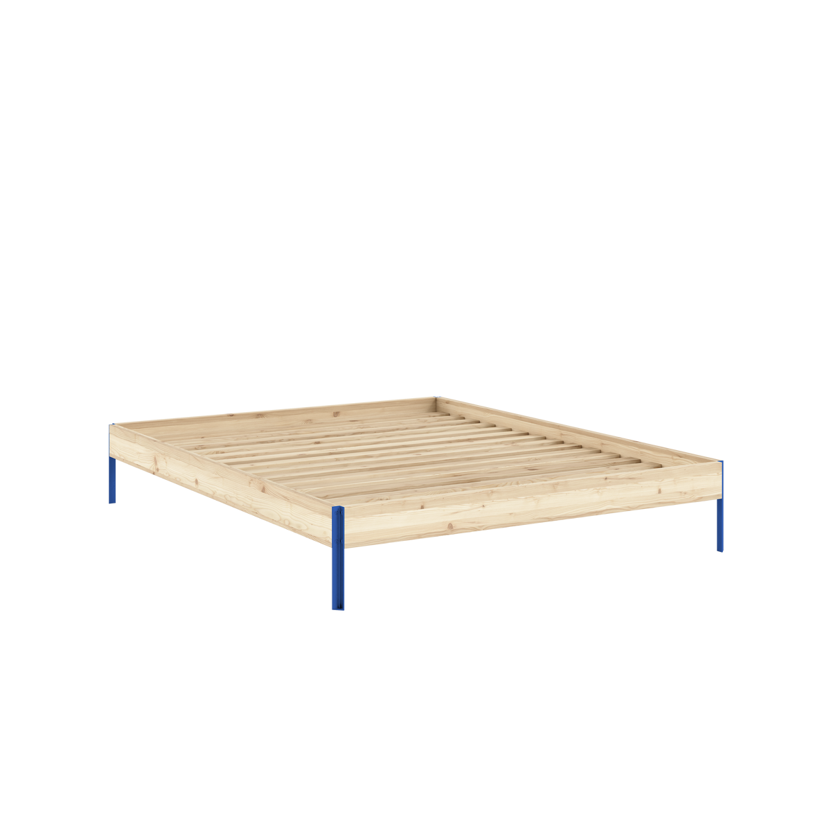 Postel CORE 160 x 200, rám 100 Raw Pine / 407 Vivid Blue – produktový snímek