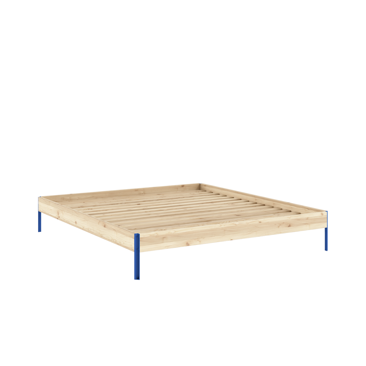 Postel CORE 180 x 200, rám 100 Raw Pine / 407 Vivid Blue – produktový snímek