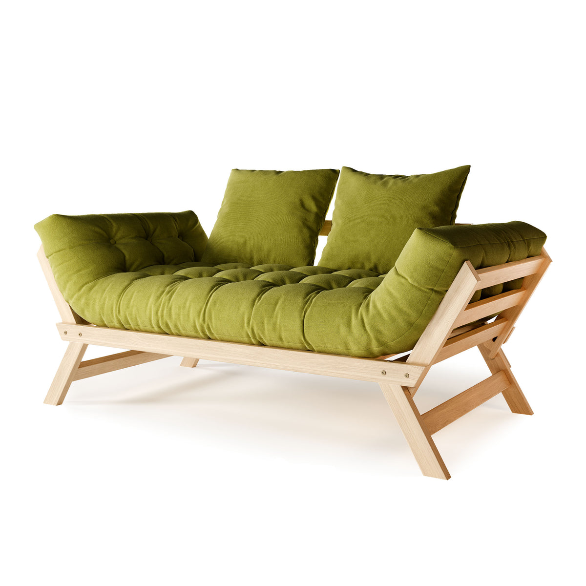 Allegro – přírodní olejovaný buk, zelený futon