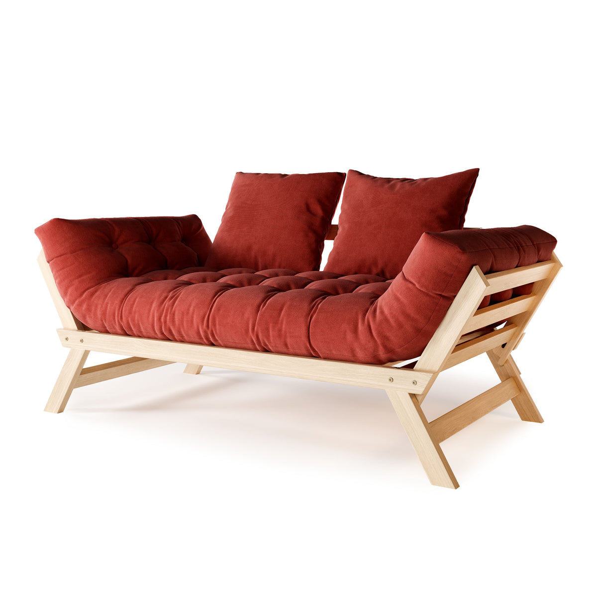 Allegro – přírodní olejovaný buk, červený futon