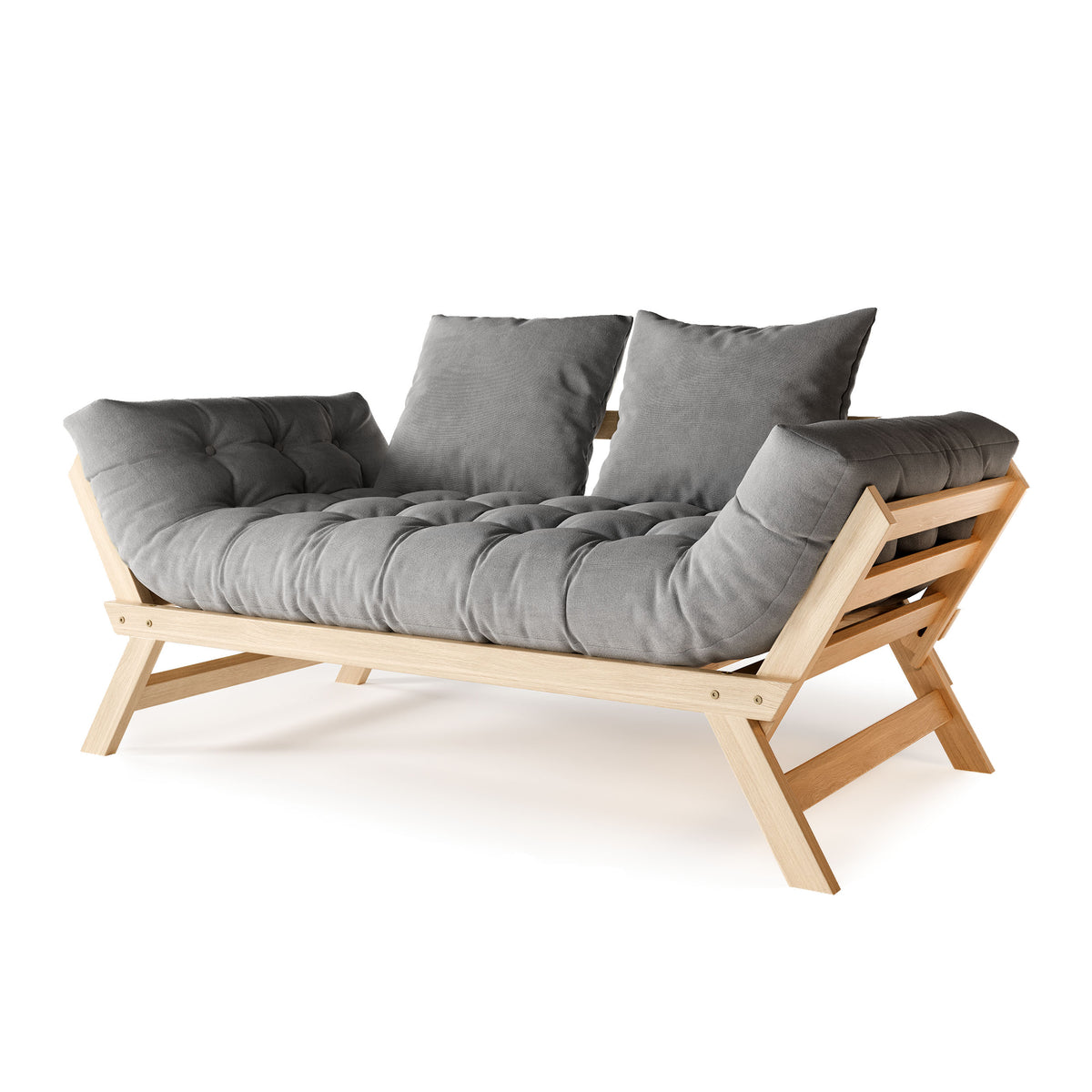 Allegro – přírodní olejovaný buk, šedý futon