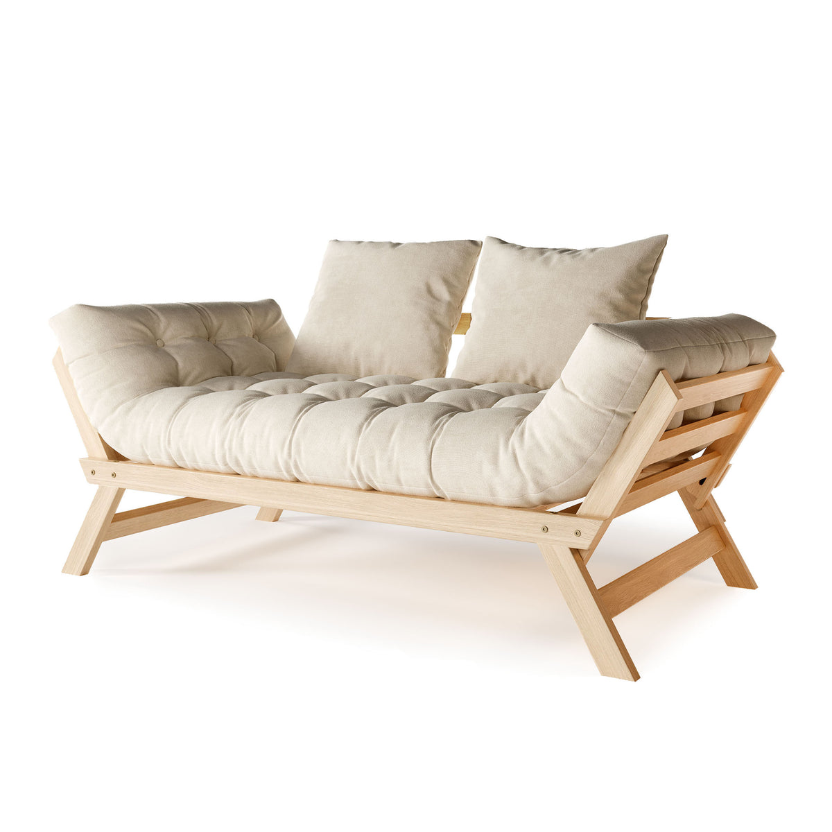 Allegro – přírodní olejovaný buk, krémový futon