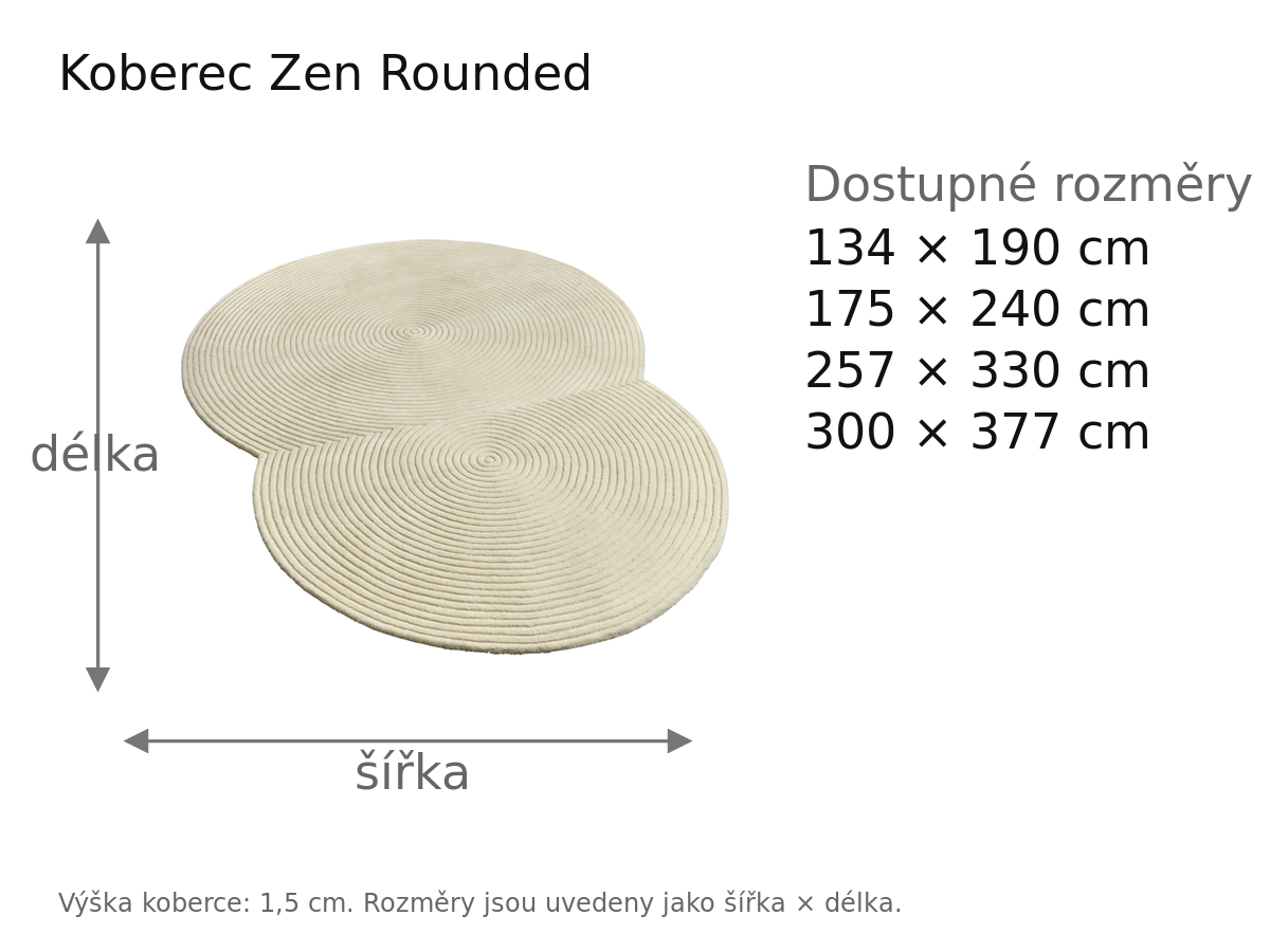 Rozměrový přehled – Koberec Zen Rounded