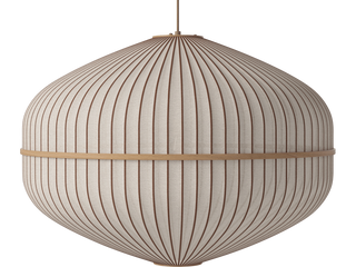 Závěsné svítidlo Lucén Ellipse Ø 90 cm – lakovaný dub – boční pohled