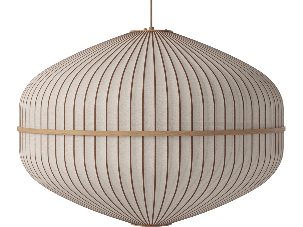 Závěsné svítidlo Lucén Ellipse Ø 90 cm – lakovaný dub – boční pohled