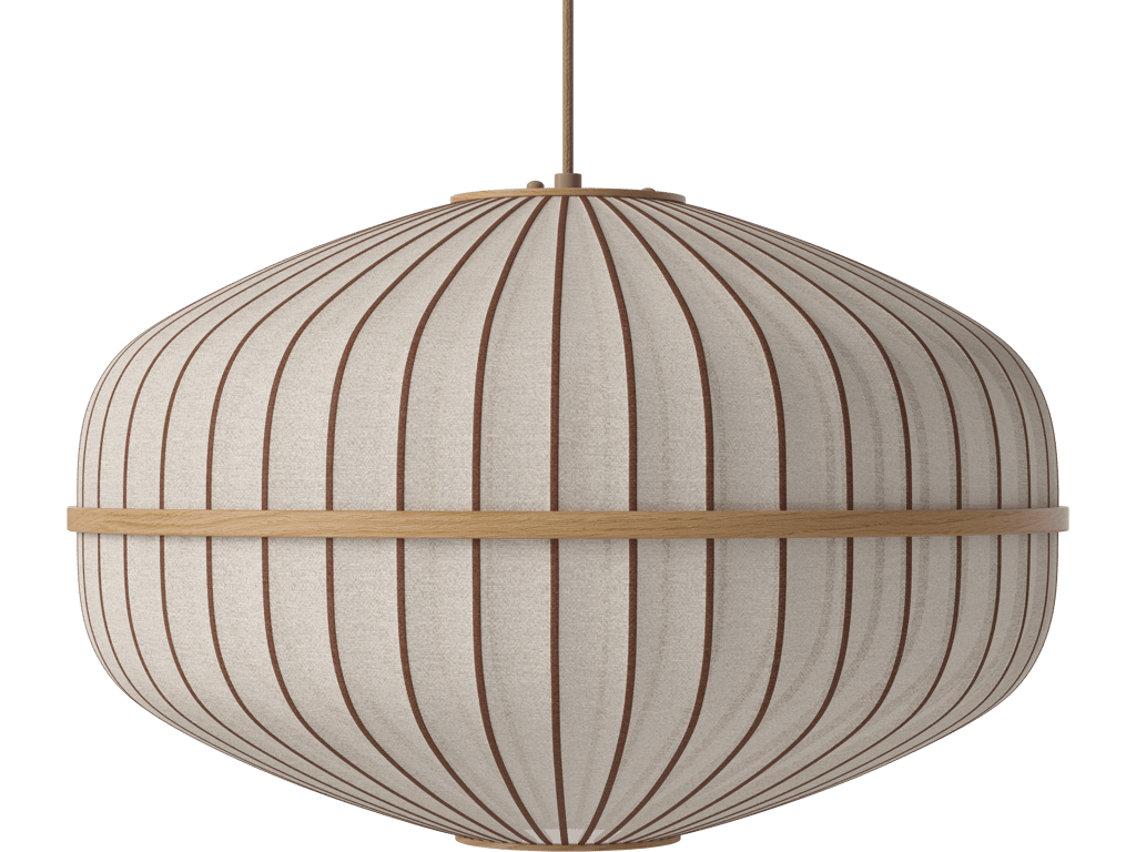 Závěsné svítidlo Lucén Ellipse Ø 60 cm – lakovaný dub – boční pohled