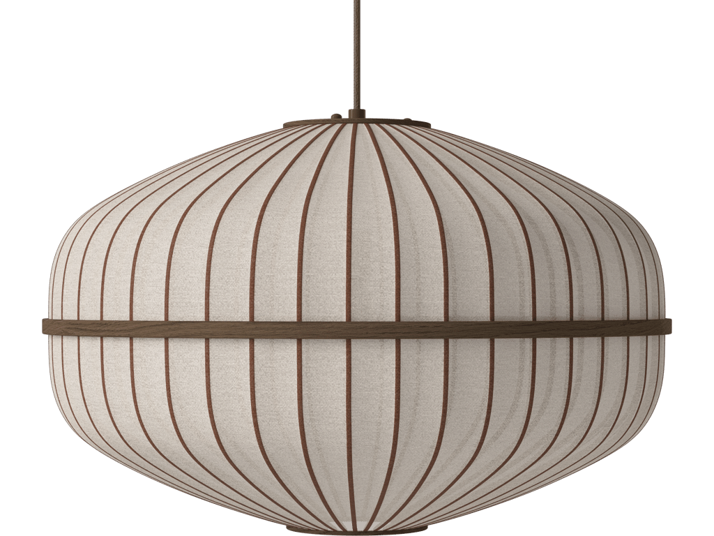 Závěsné svítidlo Lucén Ellipse Ø 60 cm – tmavě lakovaný dub – boční pohled