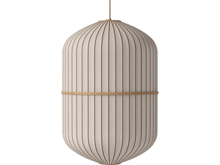 Závěsné svítidlo Lucén Cylinder Ø 62 cm – lakovaný dub – boční pohled
