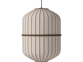 Závěsné svítidlo Lucén Cylinder Ø 40 cm – tmavě lakovaný dub – boční pohled