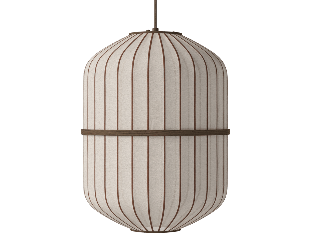 Závěsné svítidlo Lucén Cylinder Ø 40 cm – tmavě lakovaný dub – boční pohled