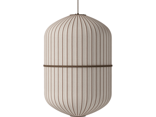 Závěsné svítidlo Lucén Cylinder Ø 62 cm – tmavě lakovaný dub – boční pohled