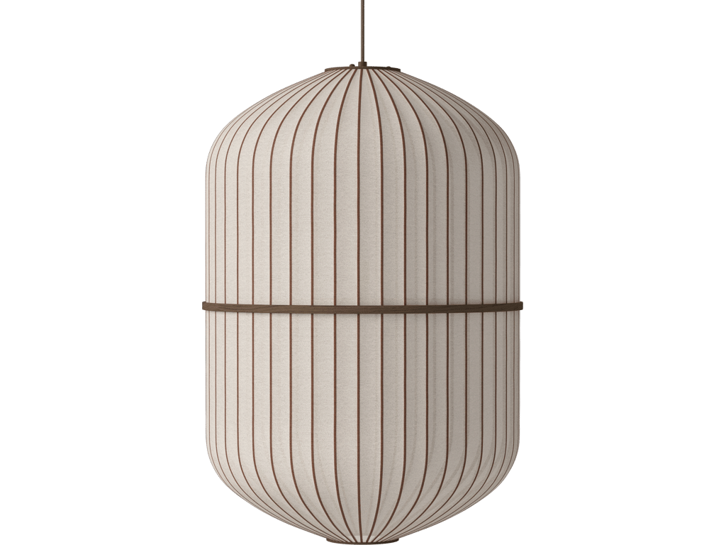Závěsné svítidlo Lucén Cylinder Ø 62 cm – tmavě lakovaný dub – boční pohled