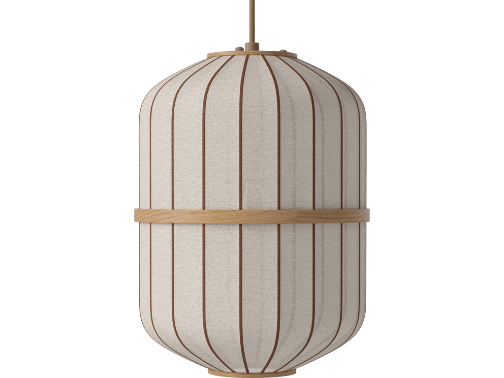 Závěsné svítidlo Lucén Cylinder Ø 28 cm – lakovaný dub – boční pohled