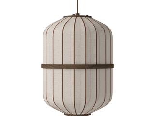 Závěsné svítidlo Lucén Cylinder Ø 28 cm – tmavě lakovaný dub – boční pohled