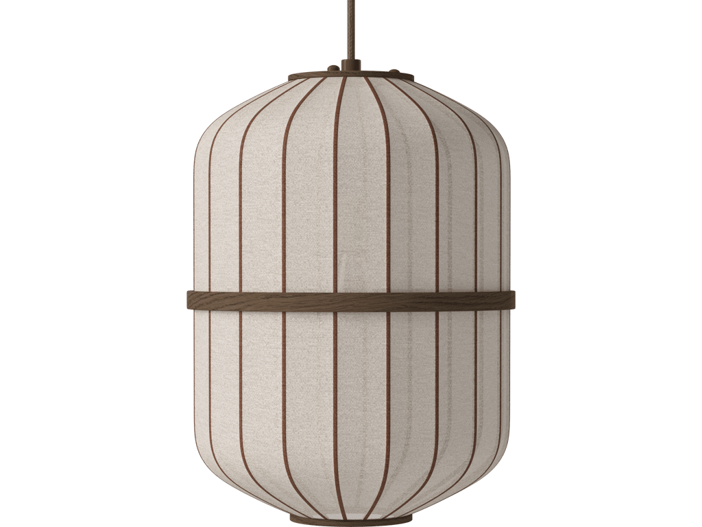 Závěsné svítidlo Lucén Cylinder Ø 28 cm – tmavě lakovaný dub – boční pohled