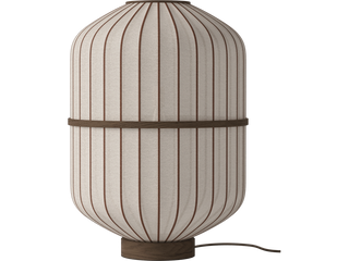 Stojací lampa Lucén Cylinder – tmavě lakovaný dub – boční pohled