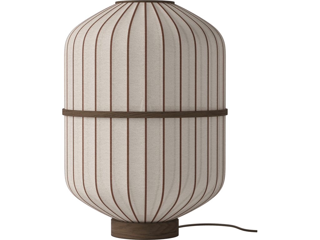 Stojací lampa Lucén Cylinder – tmavě lakovaný dub – boční pohled