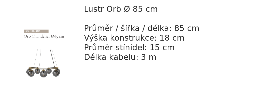Rozměry lustru Orb Ø 85 cm