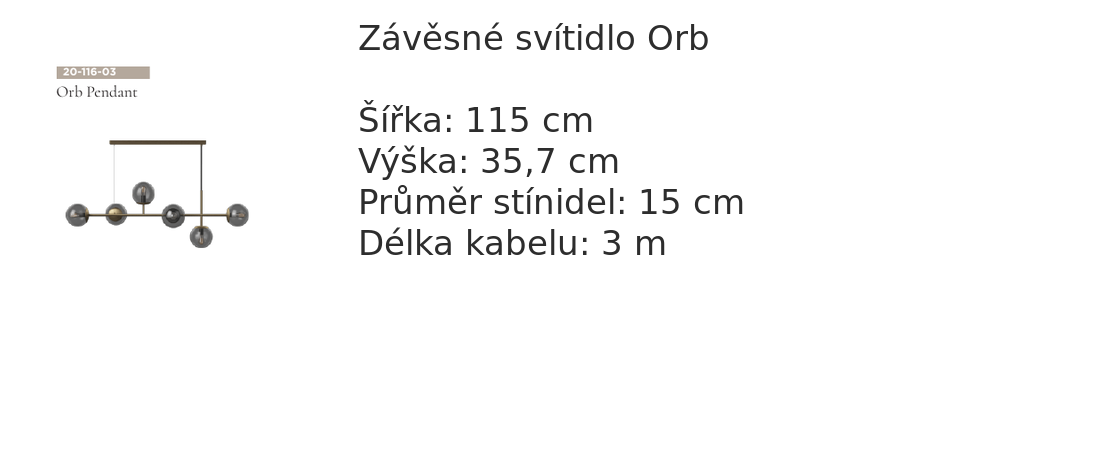 Rozměry závěsného svítidla Orb