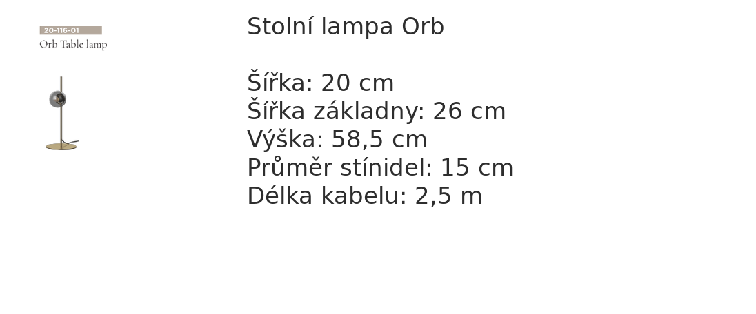 Rozměry stolní lampy Orb